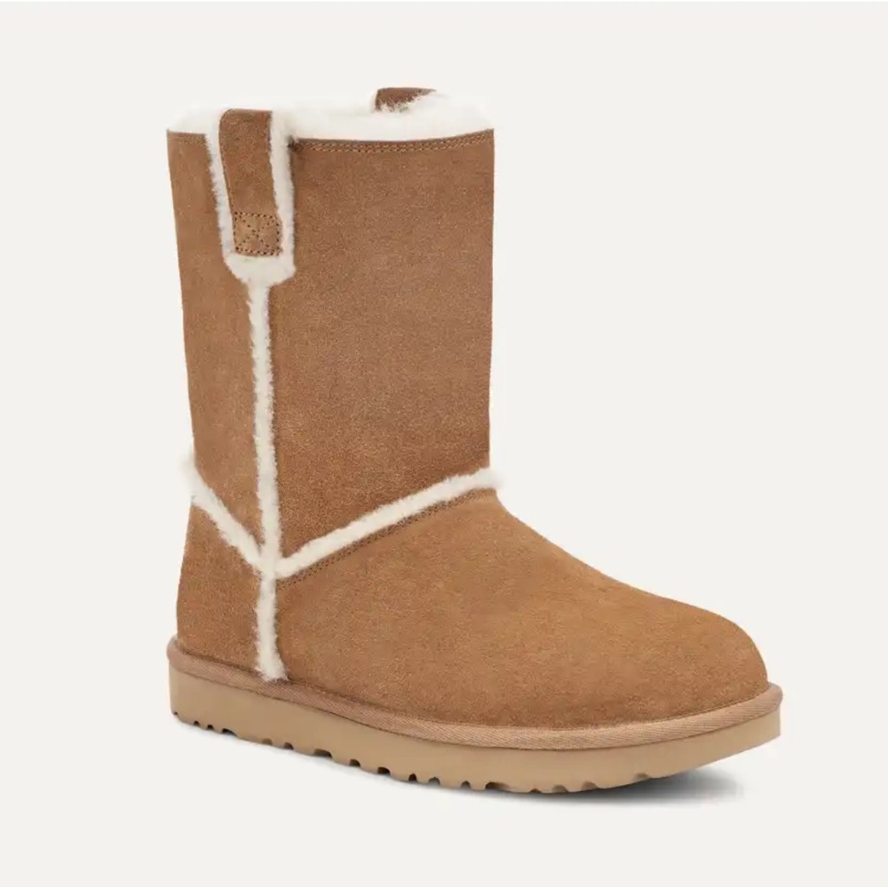 Ugg women classic short spill seam tan brown boot size 10new warm fall winter